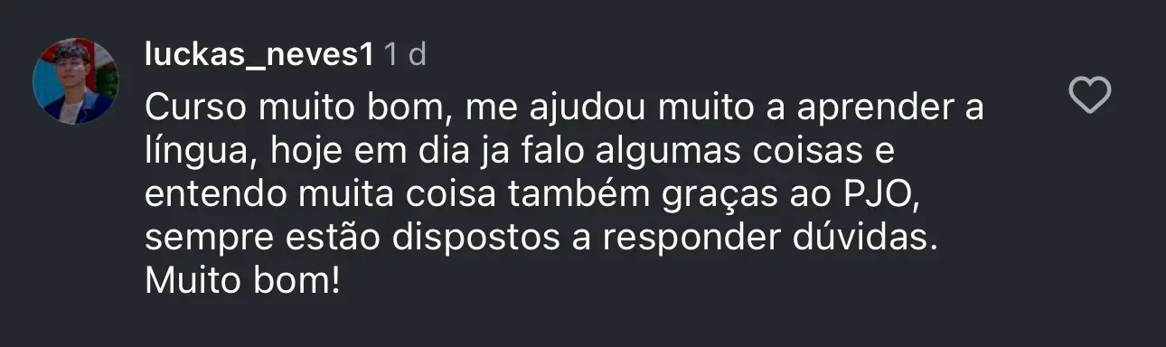 Depoimento do aluno Luckas Neves